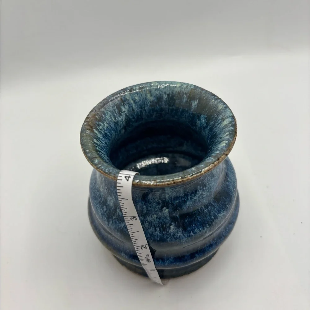 Glazed Blue Pottery Accent Vase or pencil holder